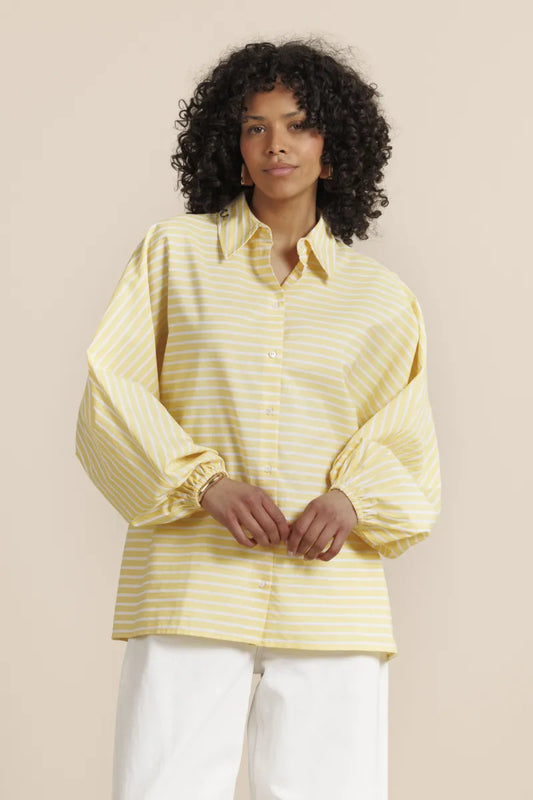 STUDIO ANNELOES Yuki Poplin Stripe Blouse