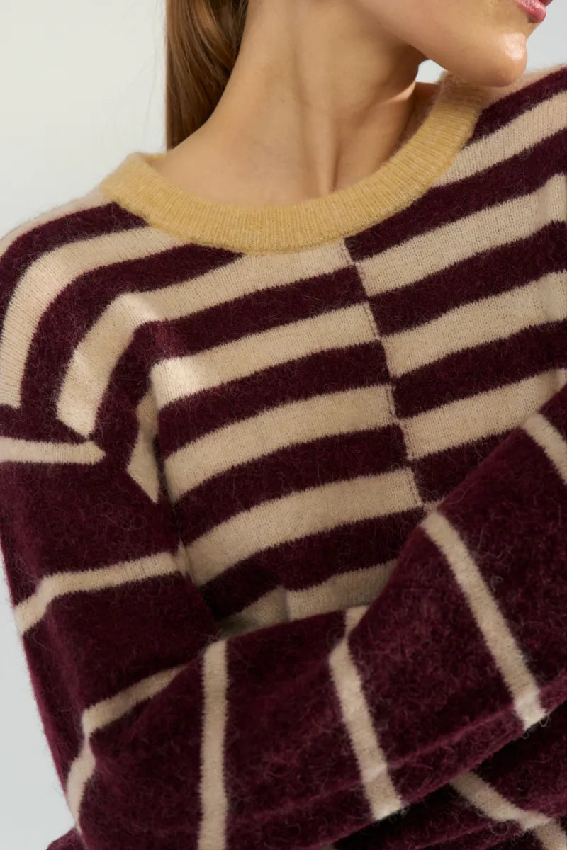 NUMPH Riette Block Stripe Knit - Fig