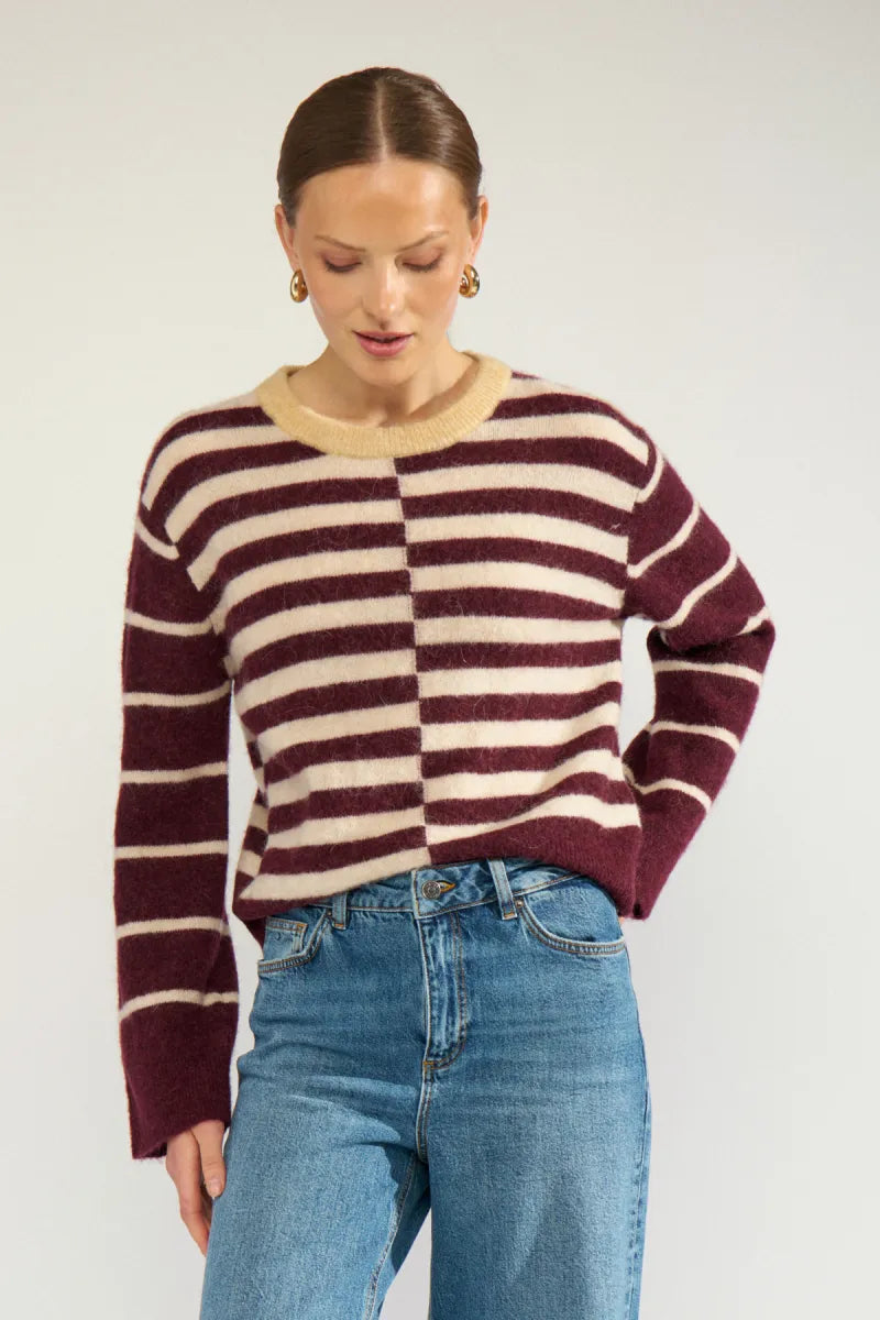 NUMPH Riette Block Stripe Knit - Fig