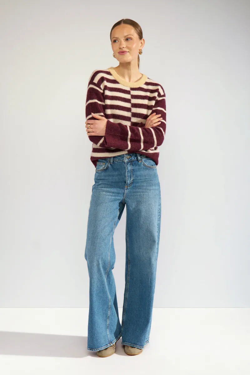 NUMPH Riette Block Stripe Knit - Fig