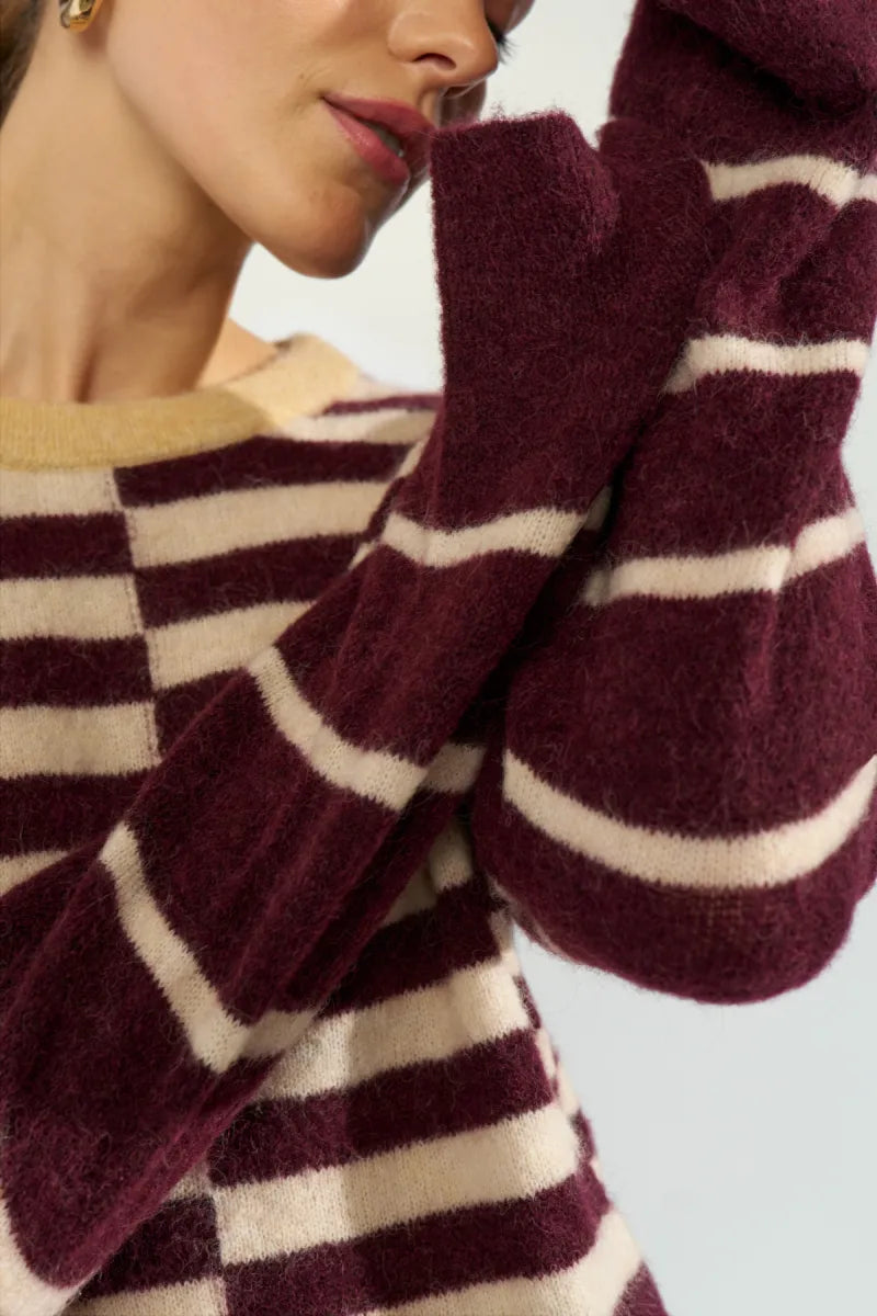 NUMPH Riette Block Stripe Knit - Fig