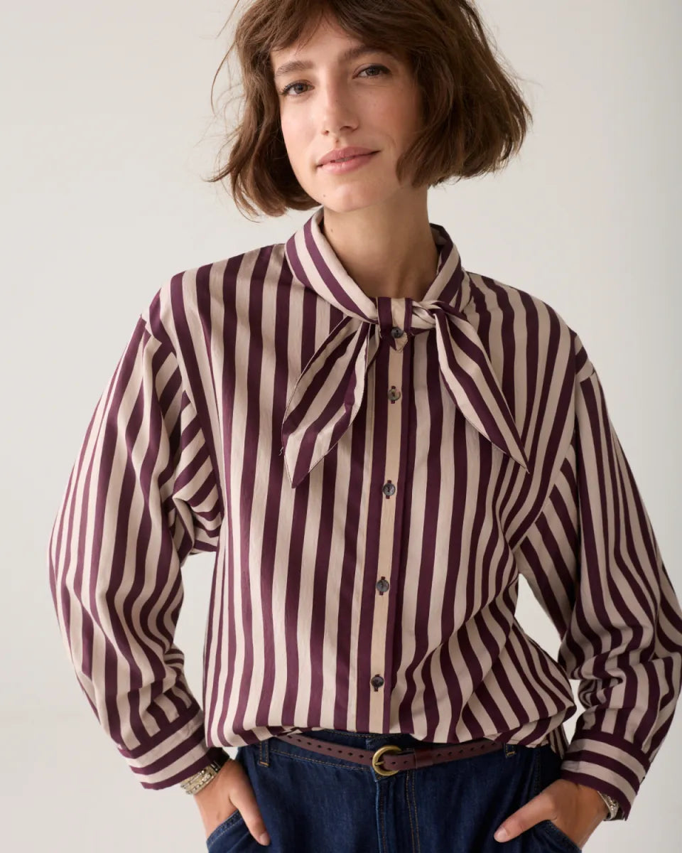 SUMMUM Blouse Two Tone Stripe