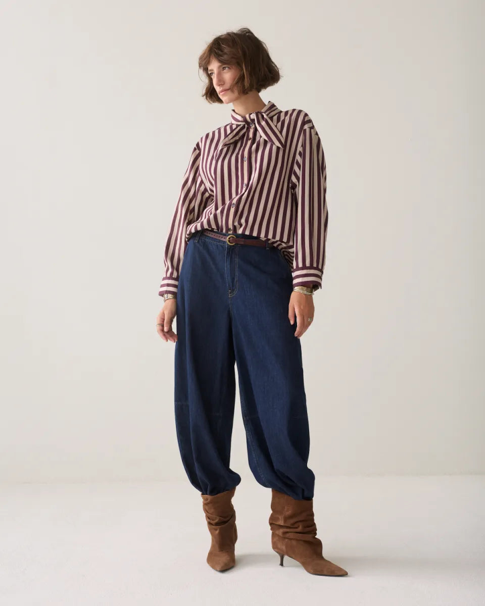 SUMMUM Blouse Two Tone Stripe