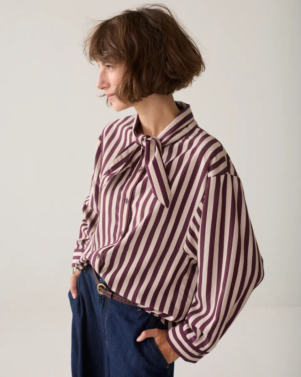 SUMMUM Blouse Two Tone Stripe
