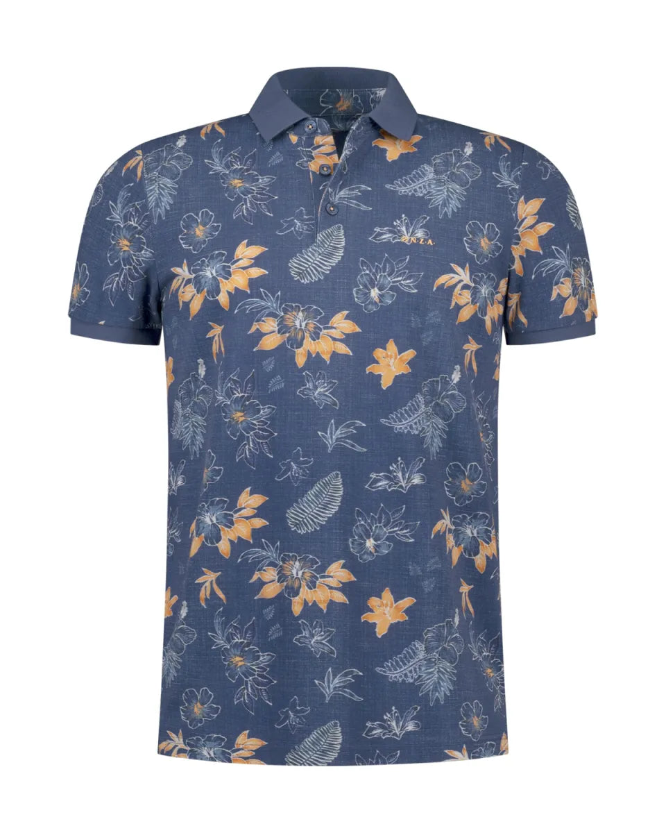 NEW ZEALAND AUCKLAND Polo Short Sleeves Print - Navy Sky
