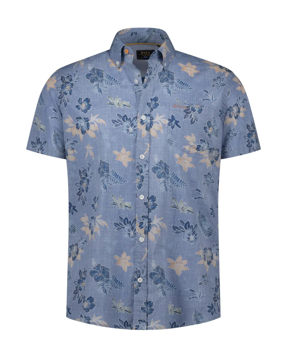 NEW ZEALAND AUCKLAND Shirt Short Sleeves Print - Navy Sky