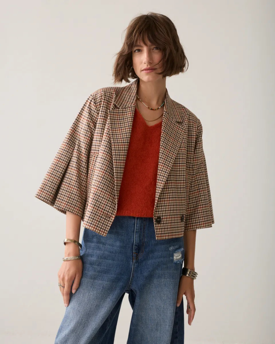 SUMMUM Blazer Check Goji Berry
