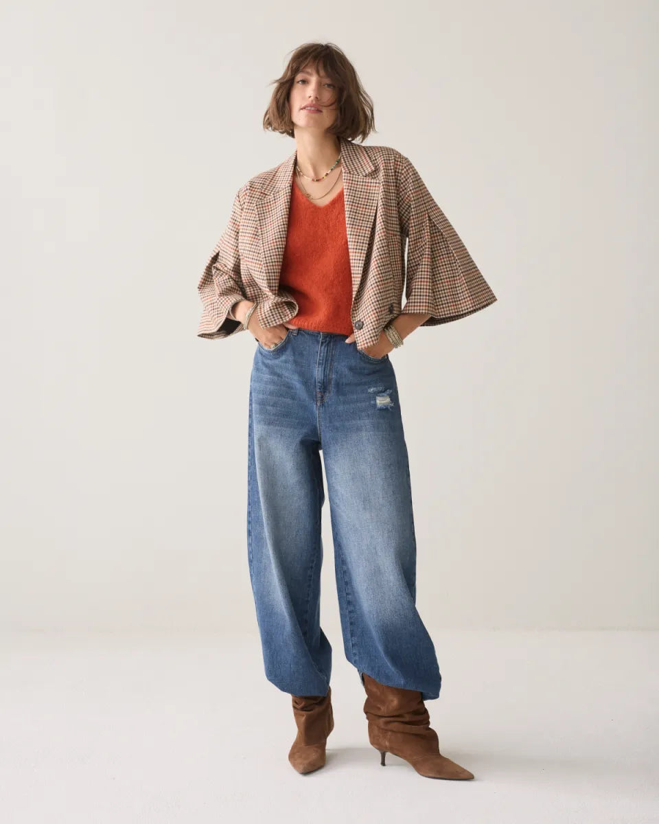 SUMMUM Blazer Check Goji Berry