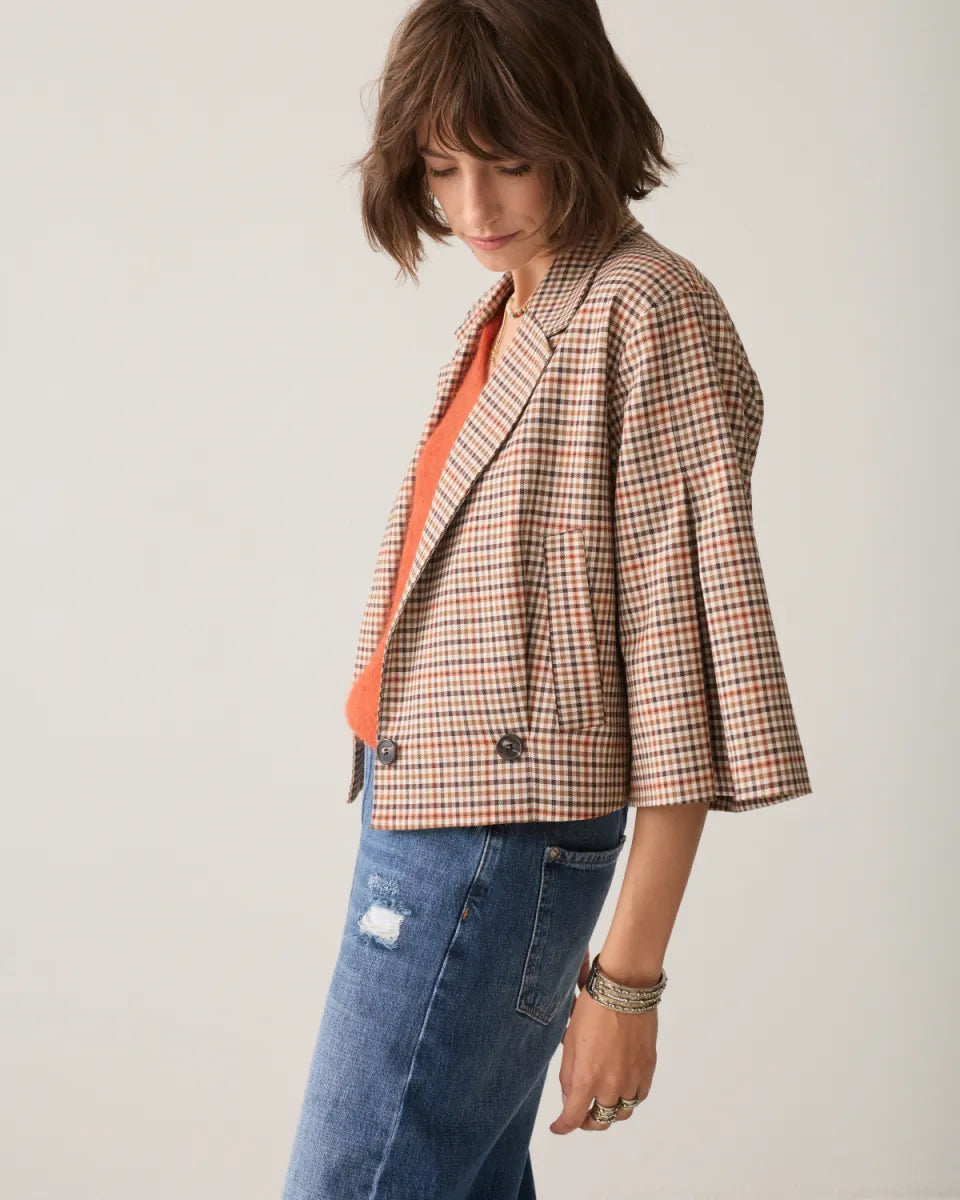 SUMMUM Blazer Check Goji Berry