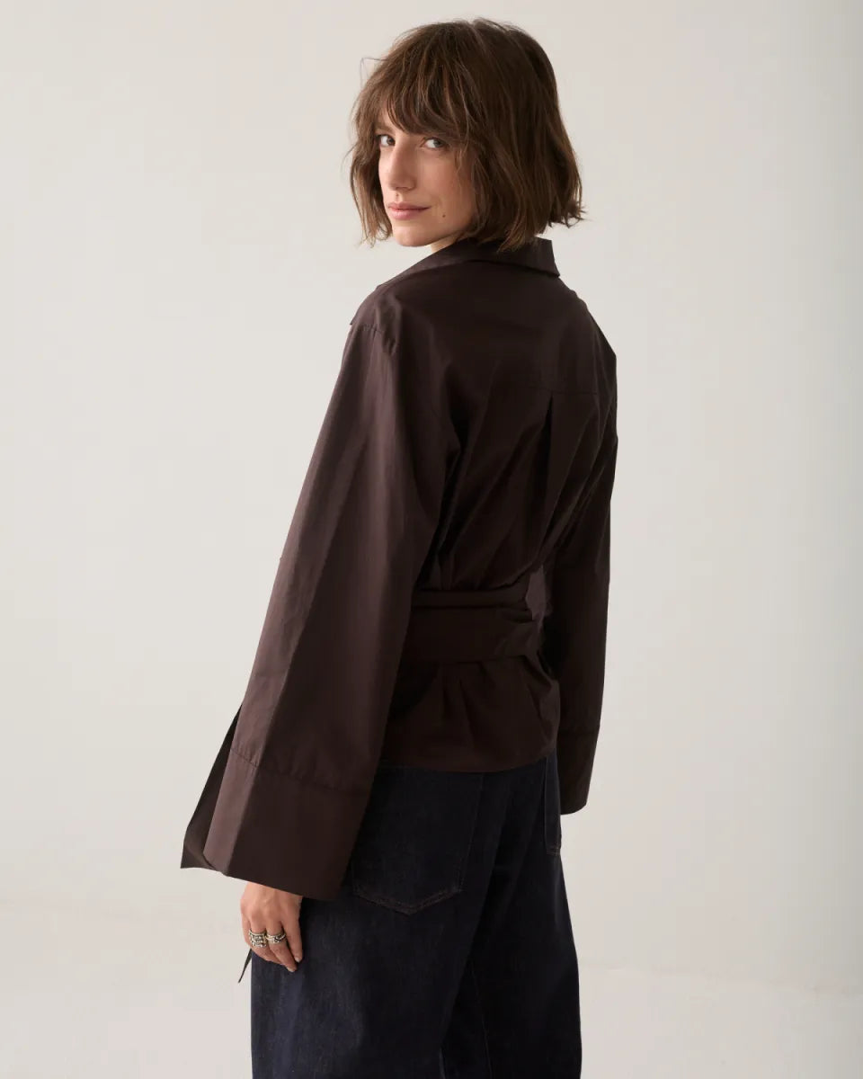 SUMMUM Wrap Blouse Crispy Poplin