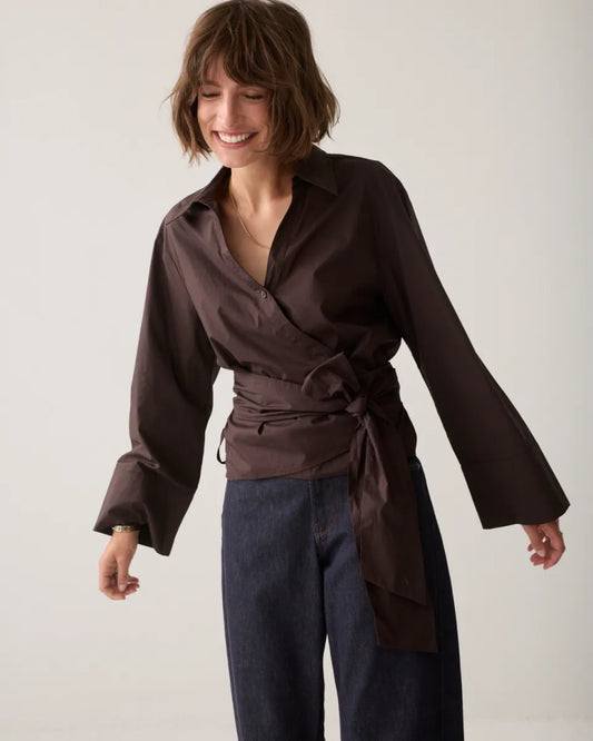SUMMUM Wrap Blouse Crispy Poplin