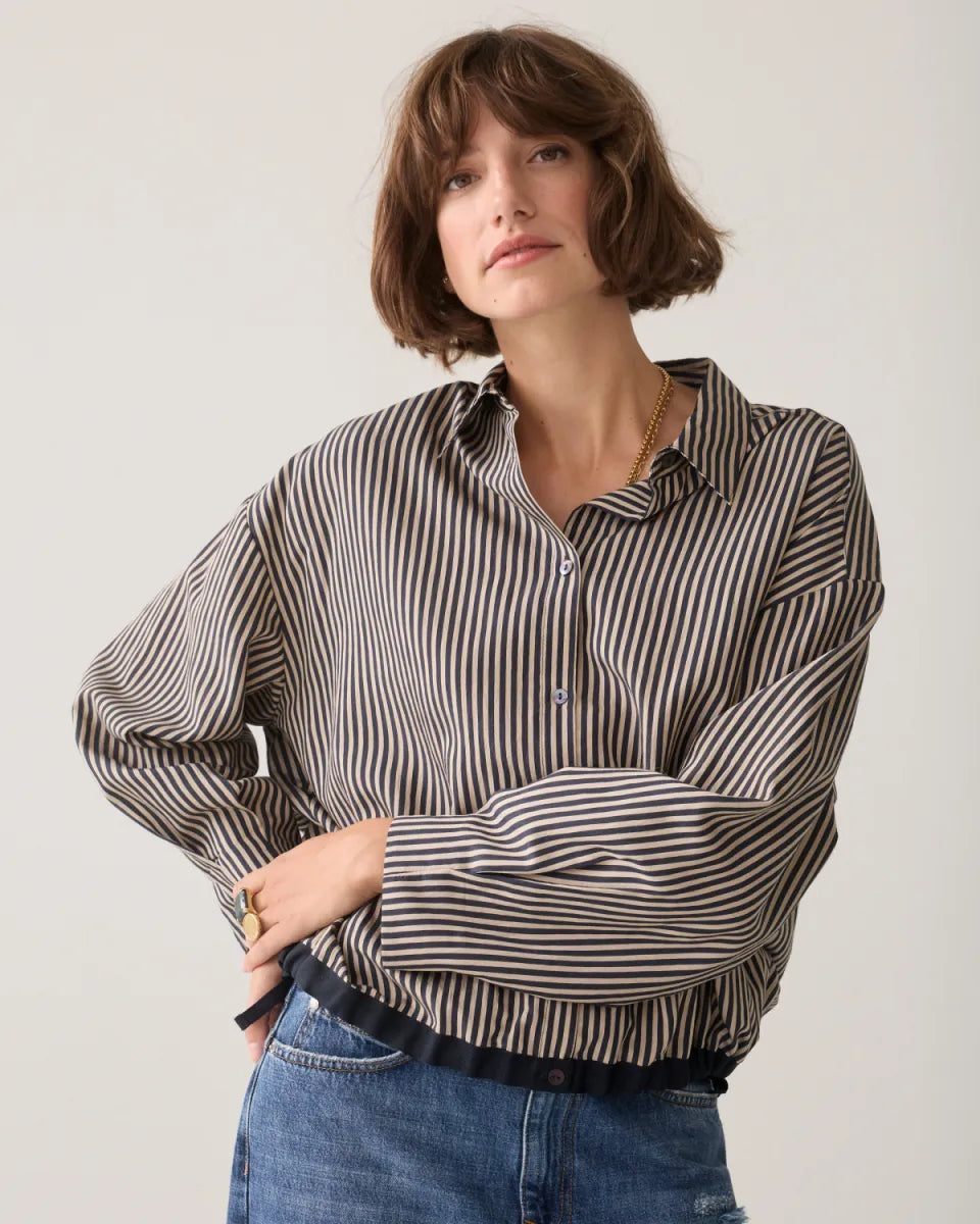 SUMMUM Blouse Boxy Two Tone Stripe