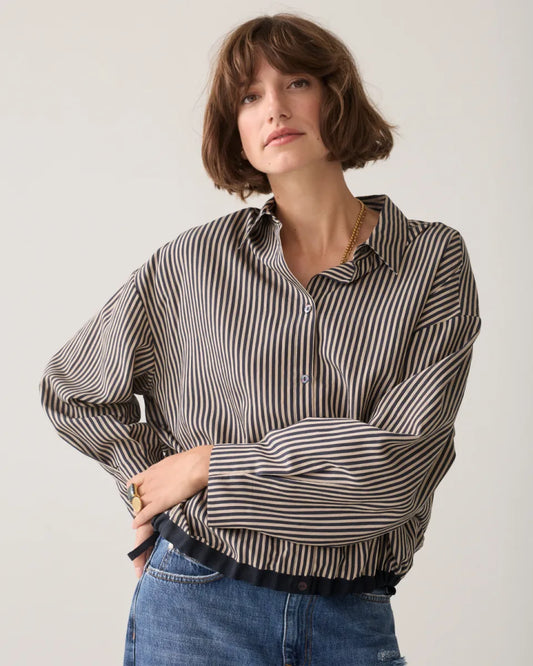 SUMMUM Blouse Boxy Two Tone Stripe