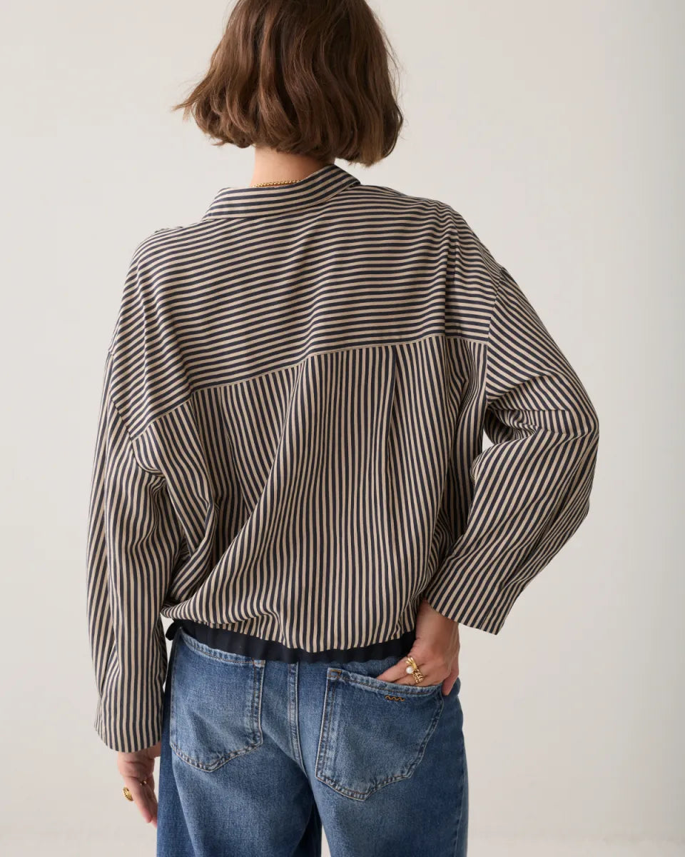 SUMMUM Blouse Boxy Two Tone Stripe