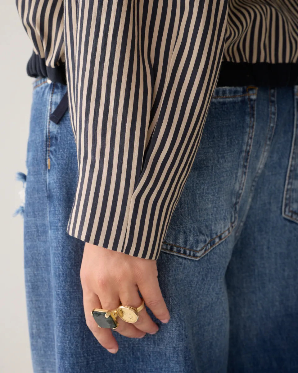 SUMMUM Blouse Boxy Two Tone Stripe
