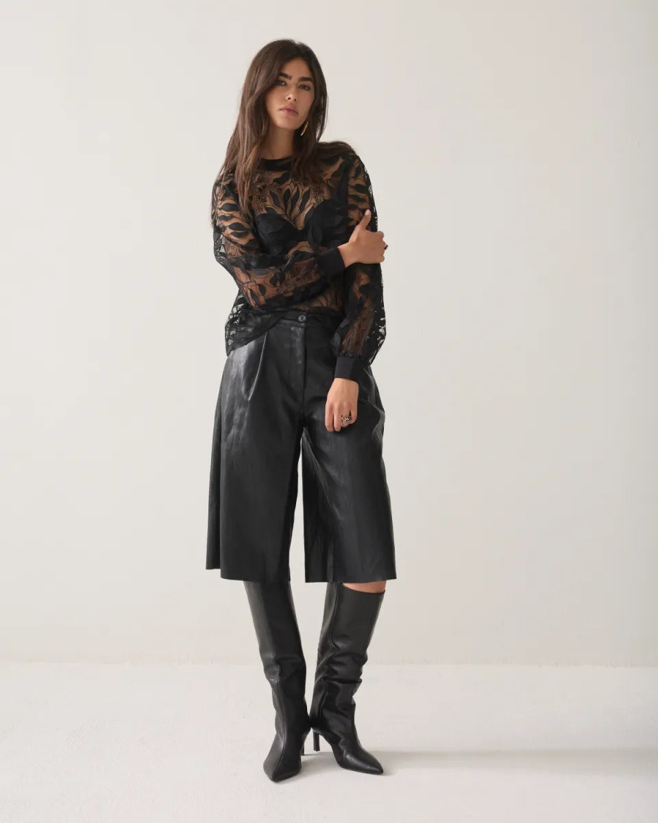 SUMMUM Boxy Top Embroidered Mesh