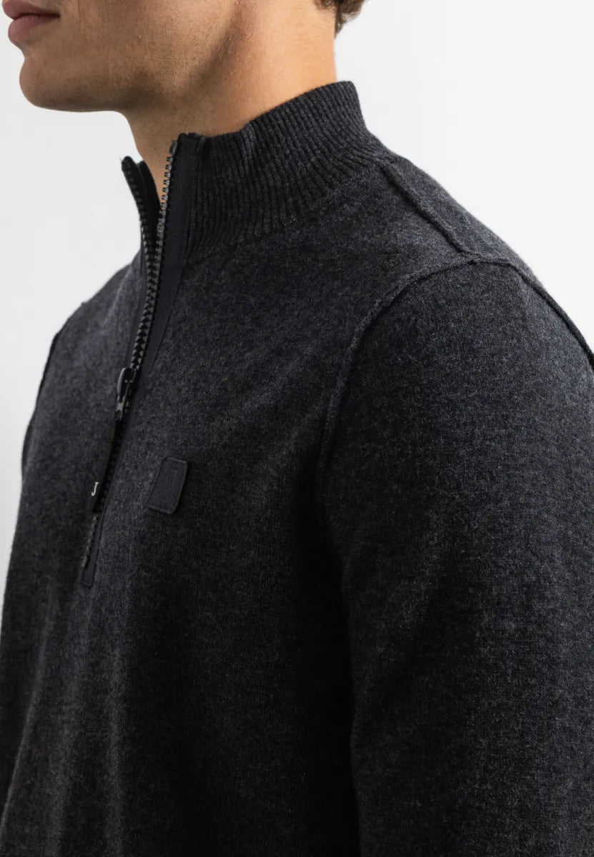 BUTCHER OF BLUE Clifden Halfzip | Black Melange