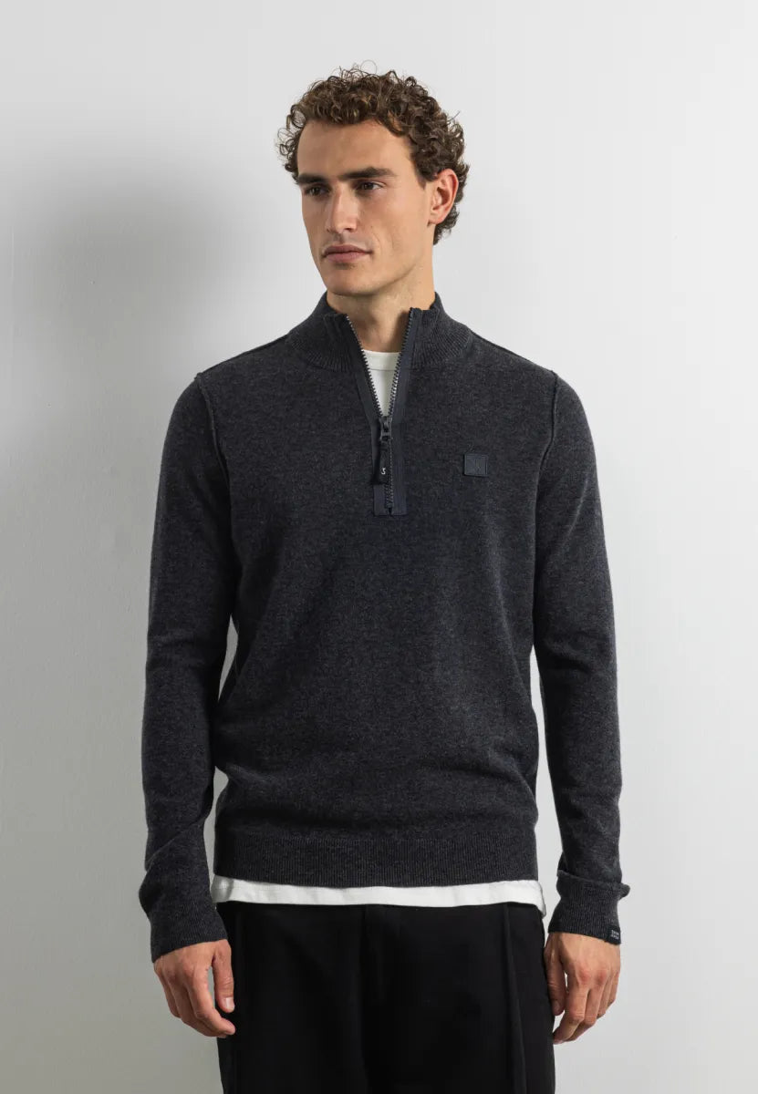 BUTCHER OF BLUE Clifden Halfzip | Black Melange