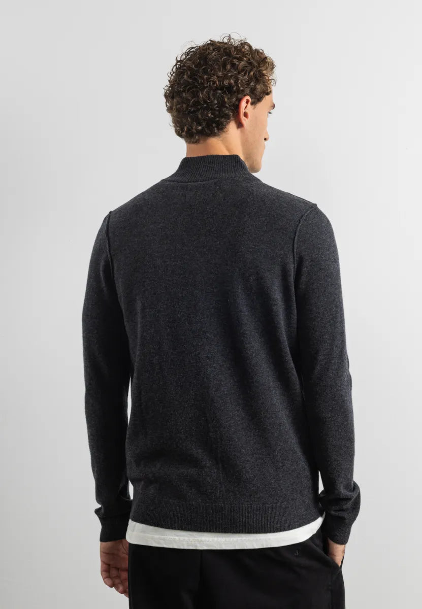 BUTCHER OF BLUE Clifden Halfzip | Black Melange