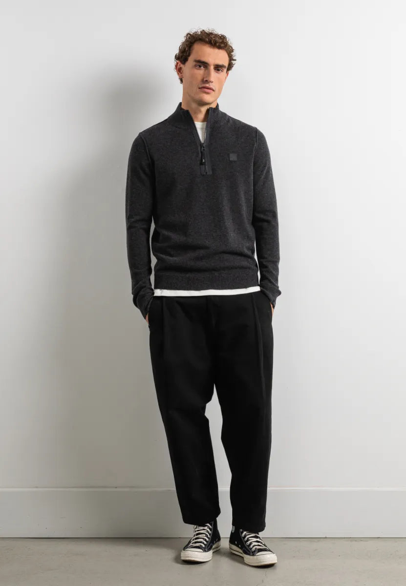 BUTCHER OF BLUE Clifden Halfzip | Black Melange