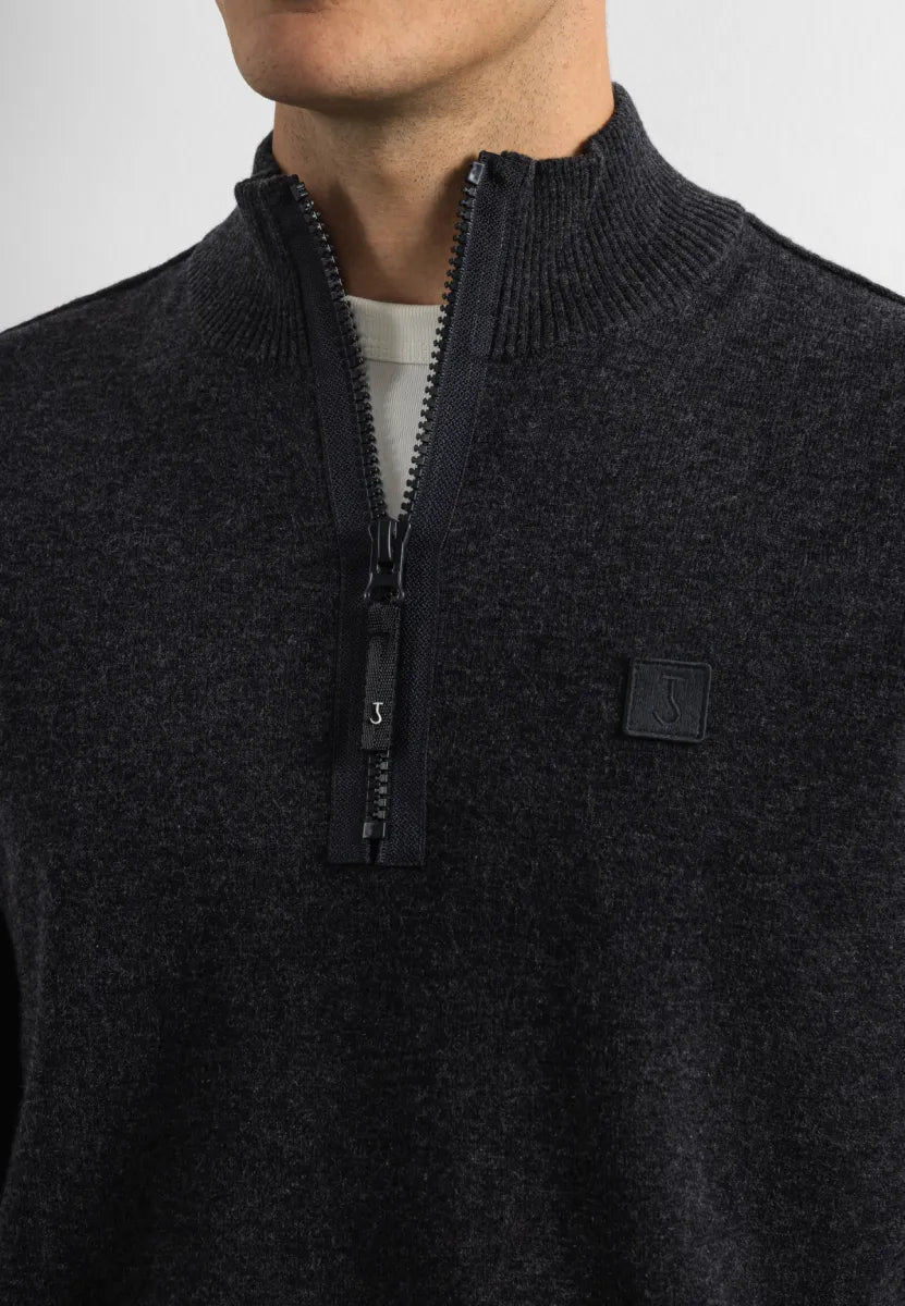 BUTCHER OF BLUE Clifden Halfzip | Black Melange