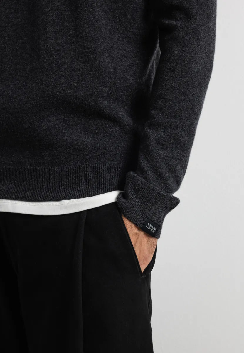 BUTCHER OF BLUE Clifden Halfzip | Black Melange
