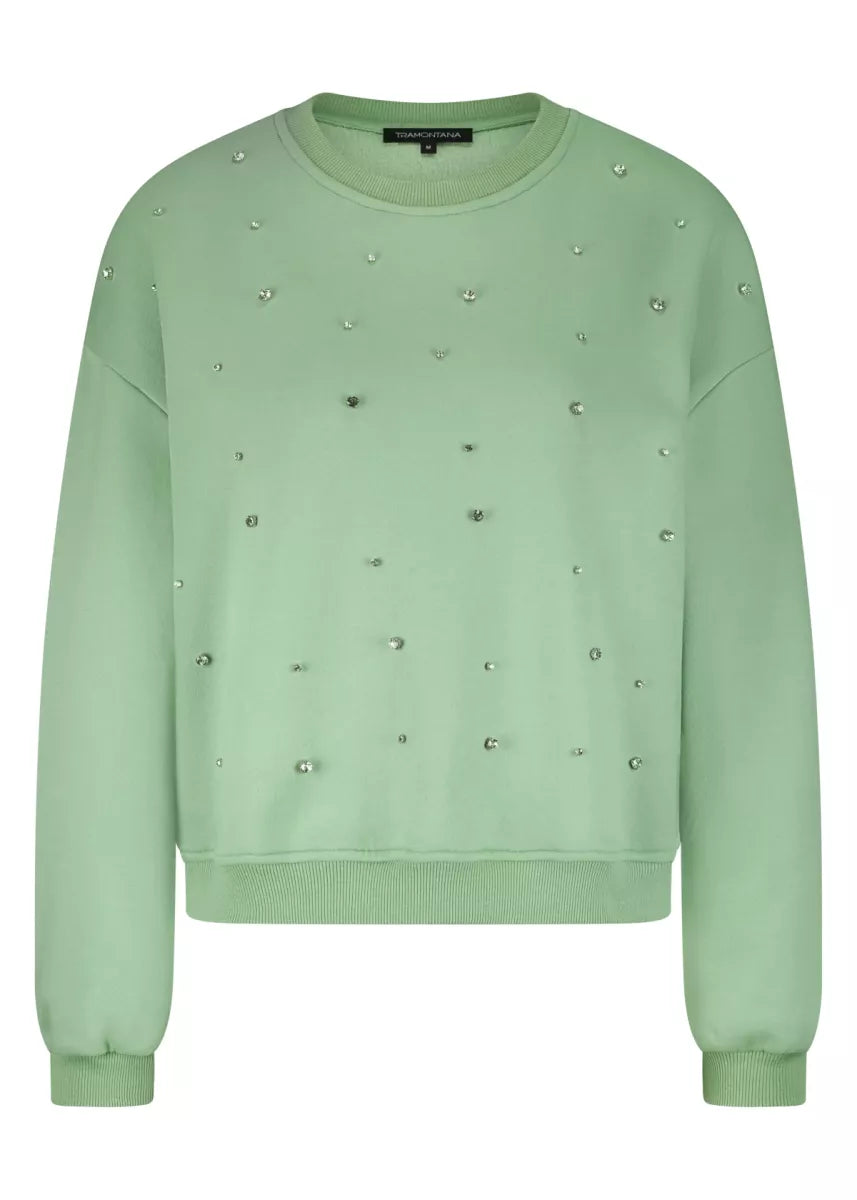 TRAMONTANA Embellished Jumper - Soft Green
