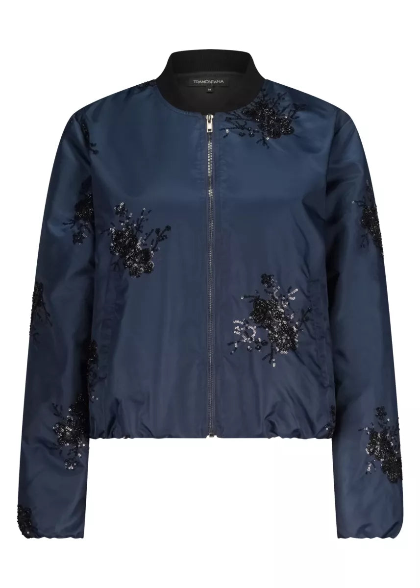 TRAMONTANA Beaded Bomber Jacket - Midnight