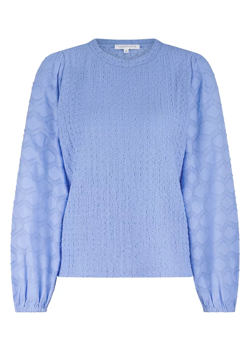 TRAMONTANA Long-Sleeve Fabric Mix Top