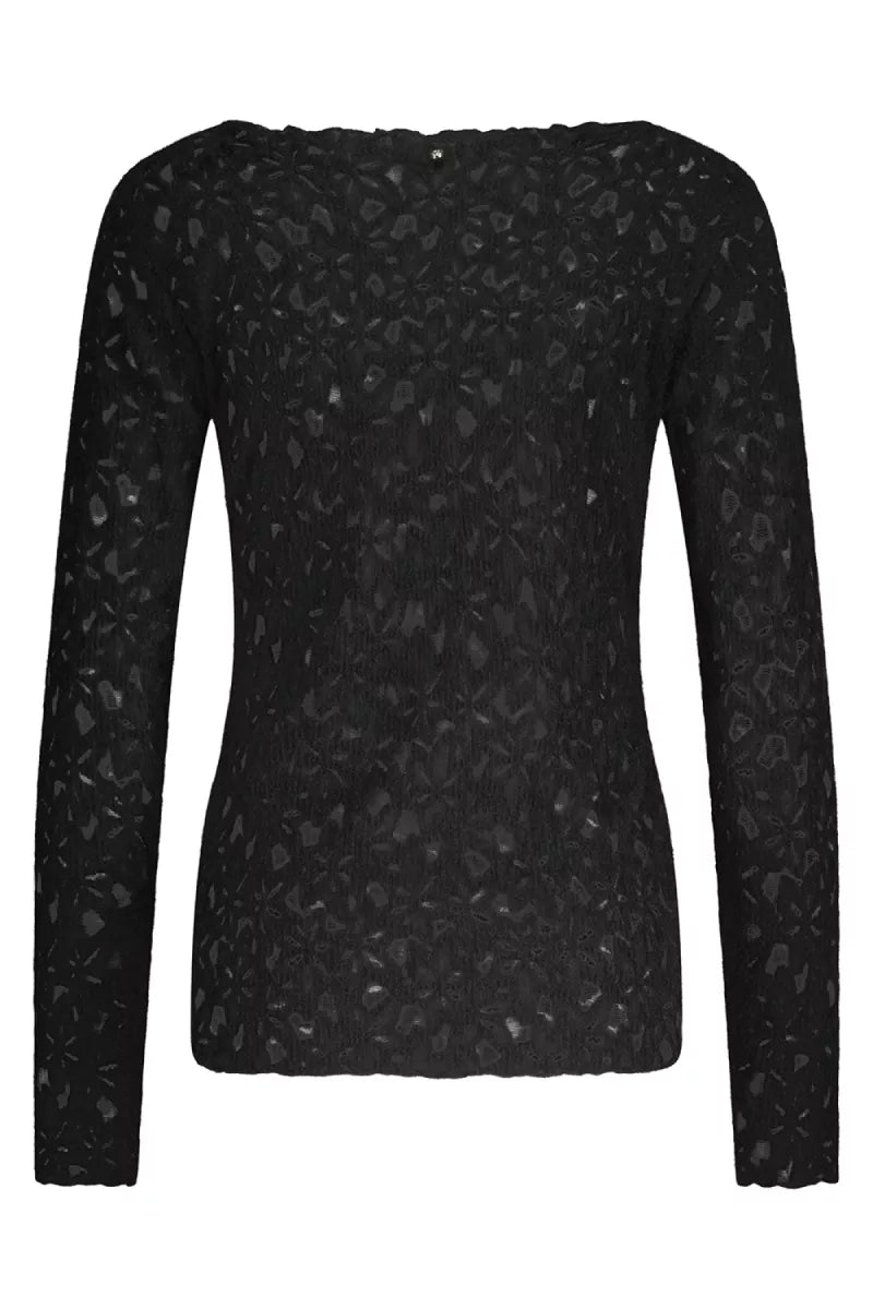 TRAMONTANA Brushed Stretch Lace Top - Black