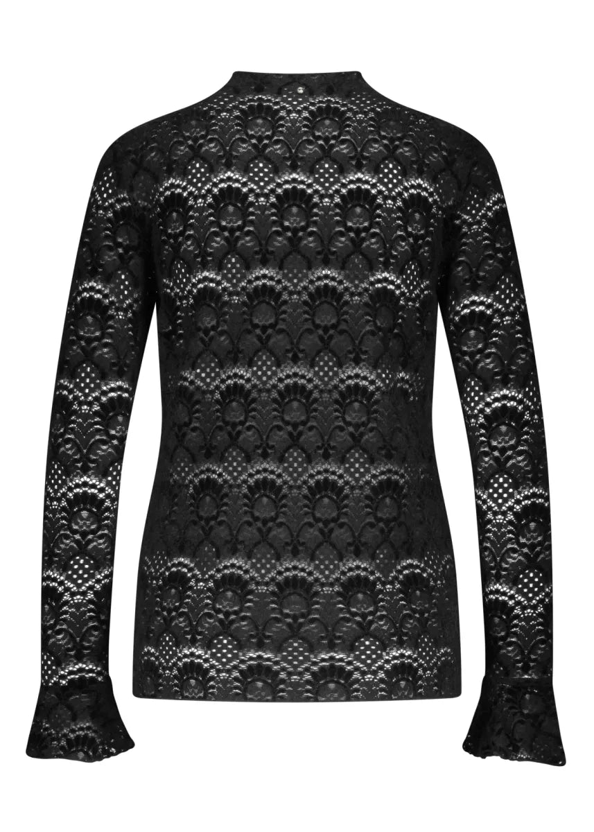 TRAMONTANA Flared-Sleeve Brushed Lace Top