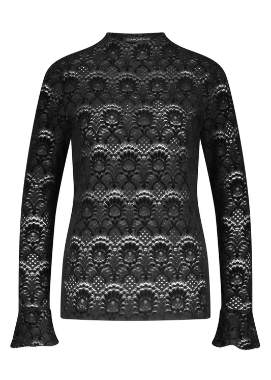 TRAMONTANA Flared-Sleeve Brushed Lace Top