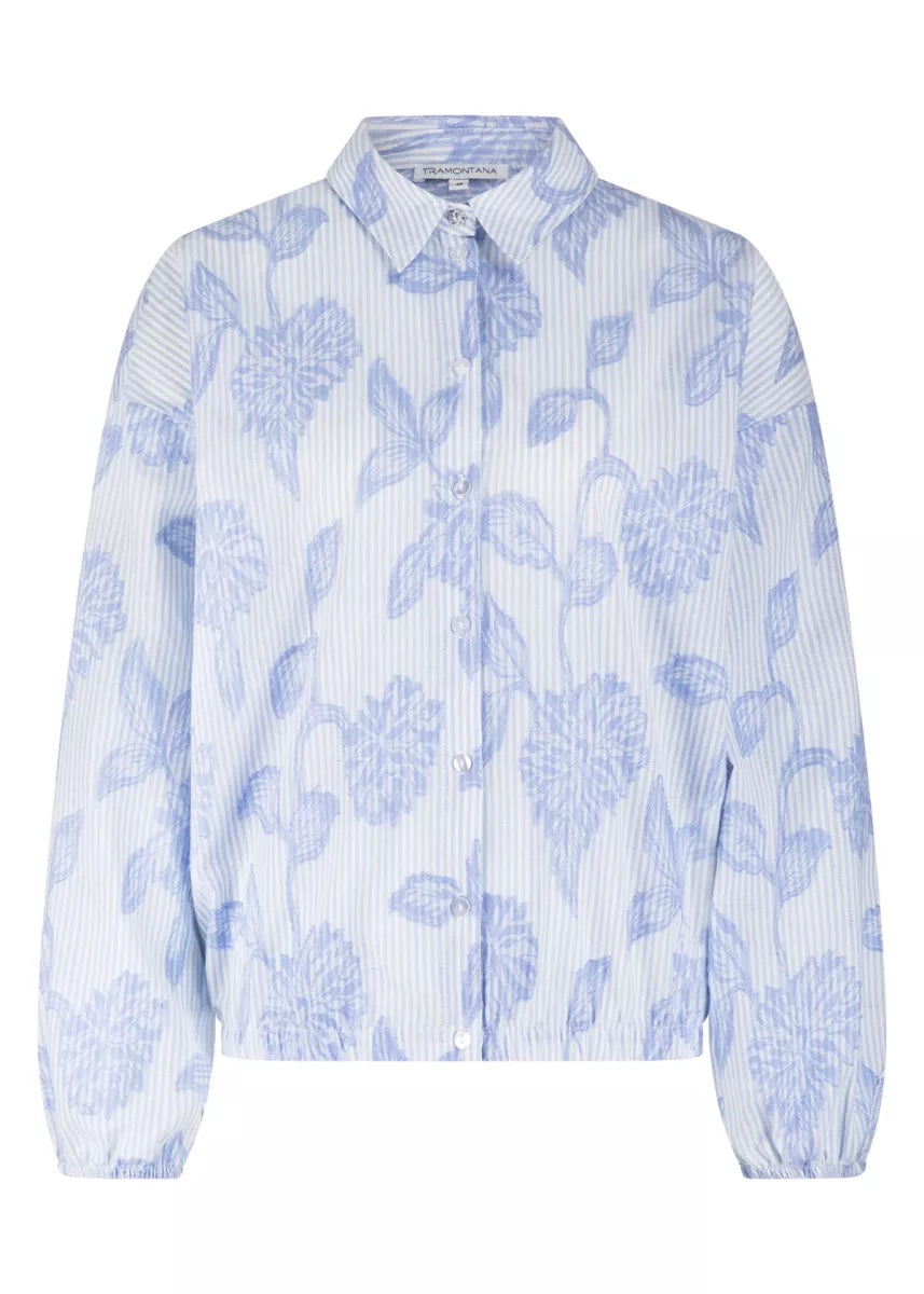 TRAMONTANA Striped Blouse Flower Pattern
