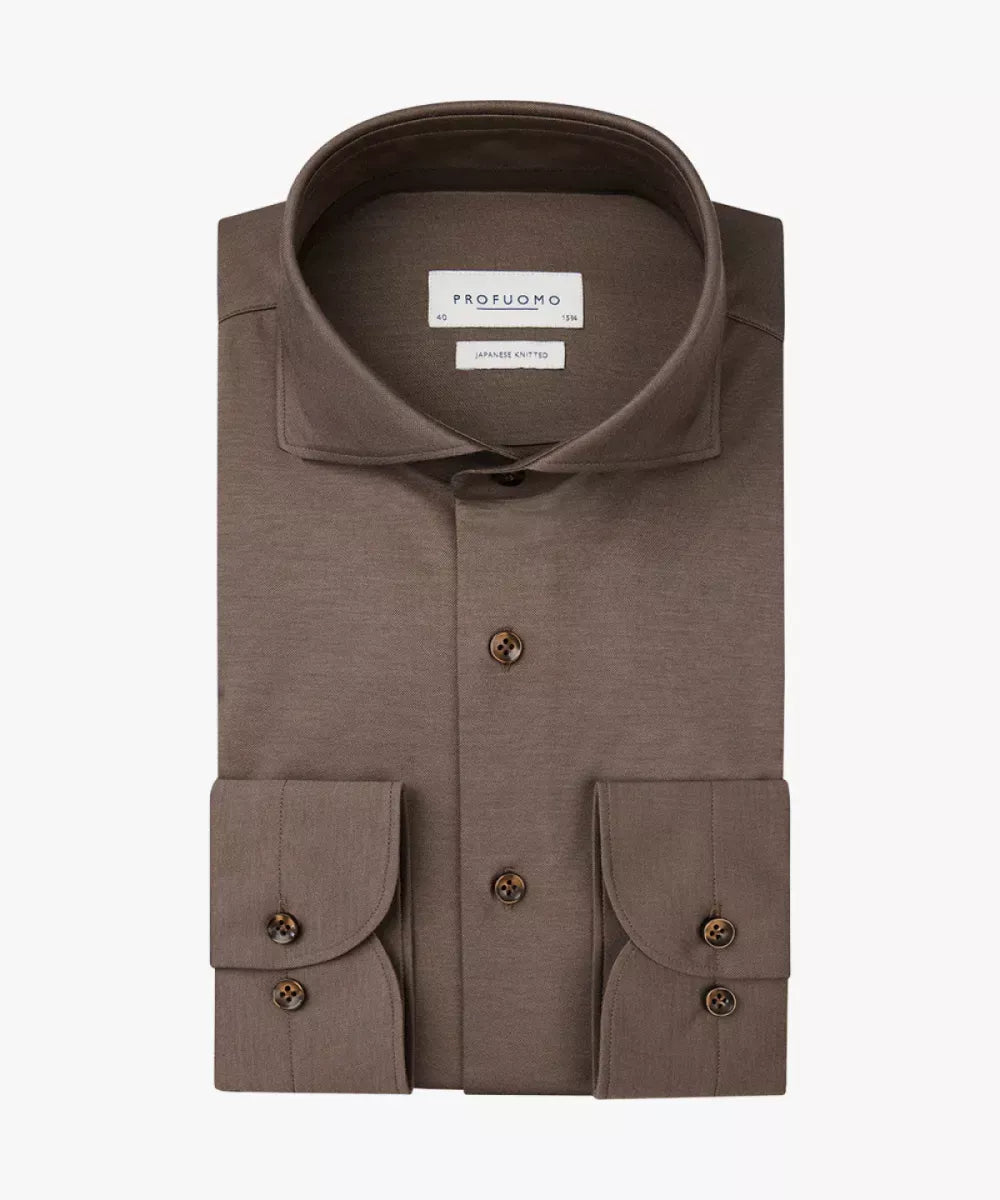 PROFUOMO Shirt Japanese knitted - Taupe Double Dye