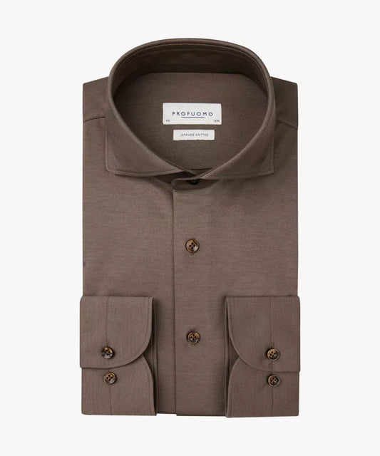 PROFUOMO Shirt Japanese knitted - Taupe Double Dye