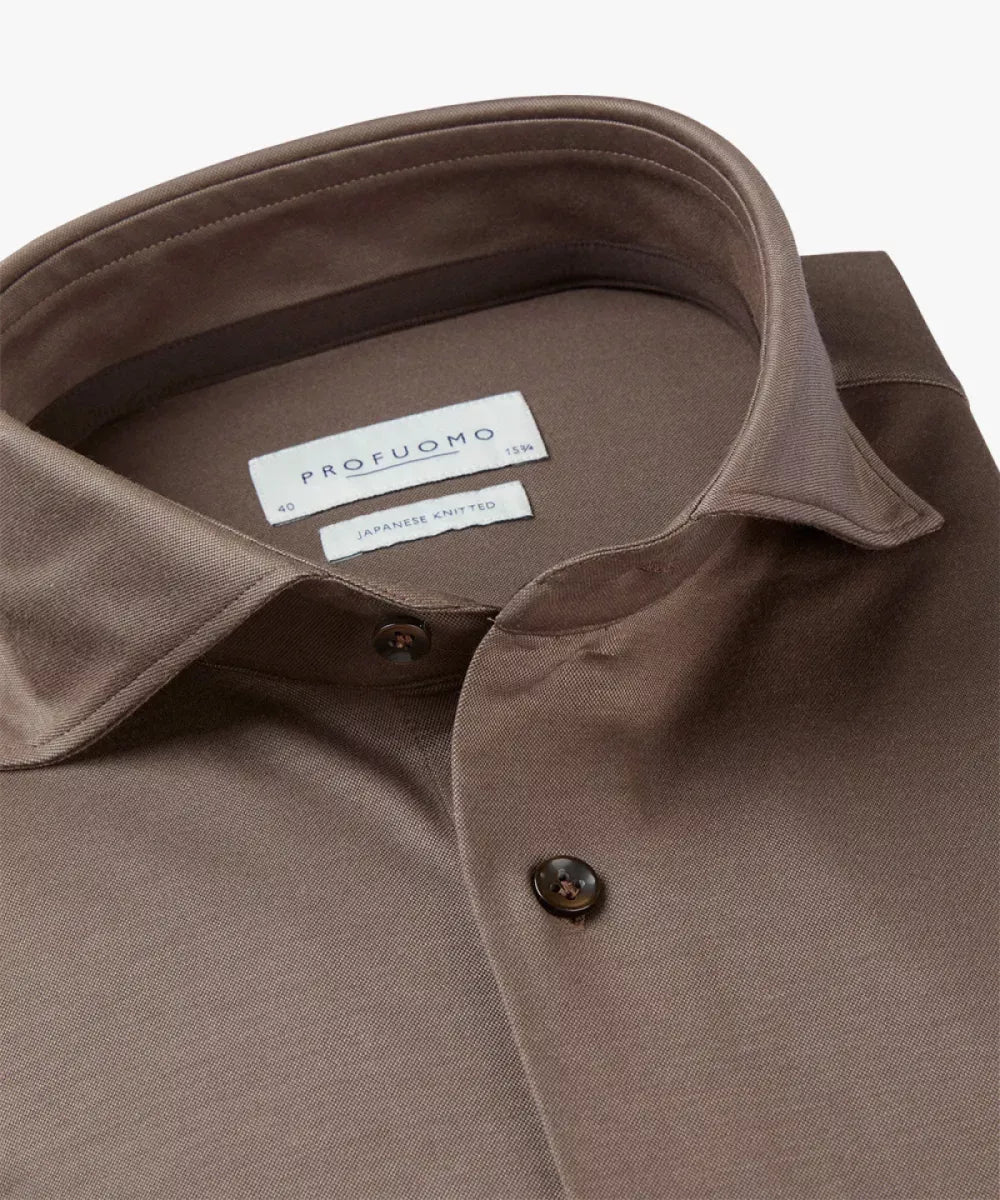 PROFUOMO Shirt Japanese knitted - Taupe Double Dye