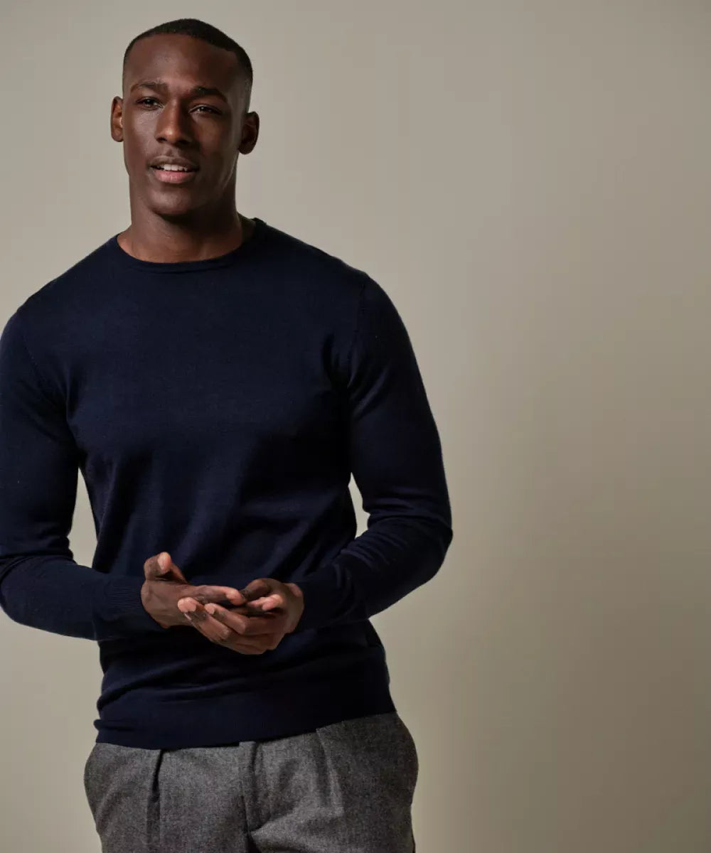 PROFUOMO Merino Crewneck - Navy