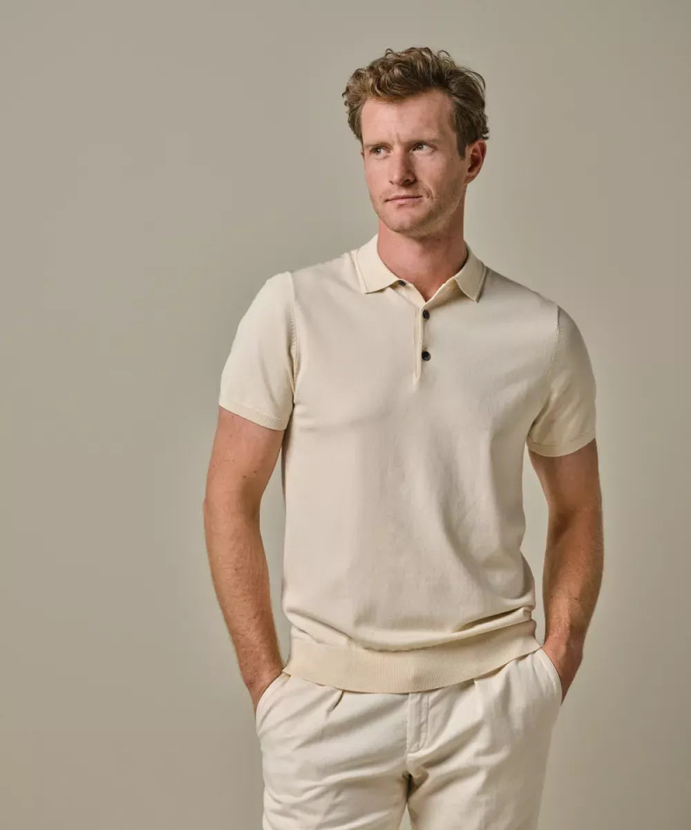 PROFUOMO Luxury Knitted Polo - Off White
