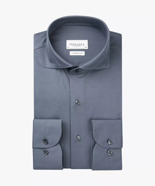 PROFUOMO Shirt Japanese Knitted - Denim Blauw