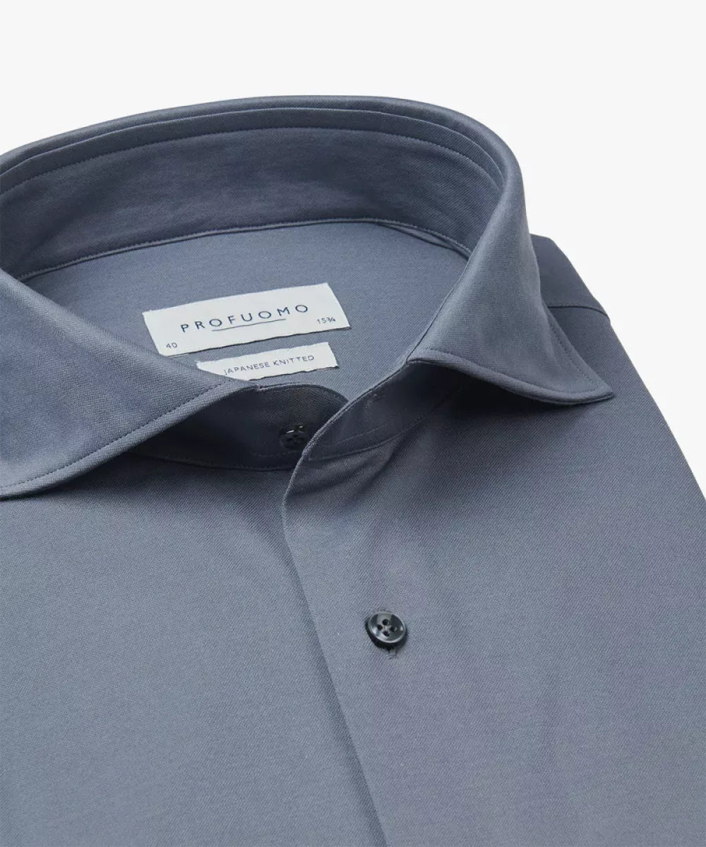 PROFUOMO Shirt Japanese Knitted - Denim Blauw