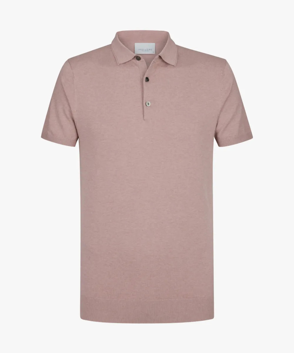 PROFUOMO Short Sleeve Polo - Dark Pink