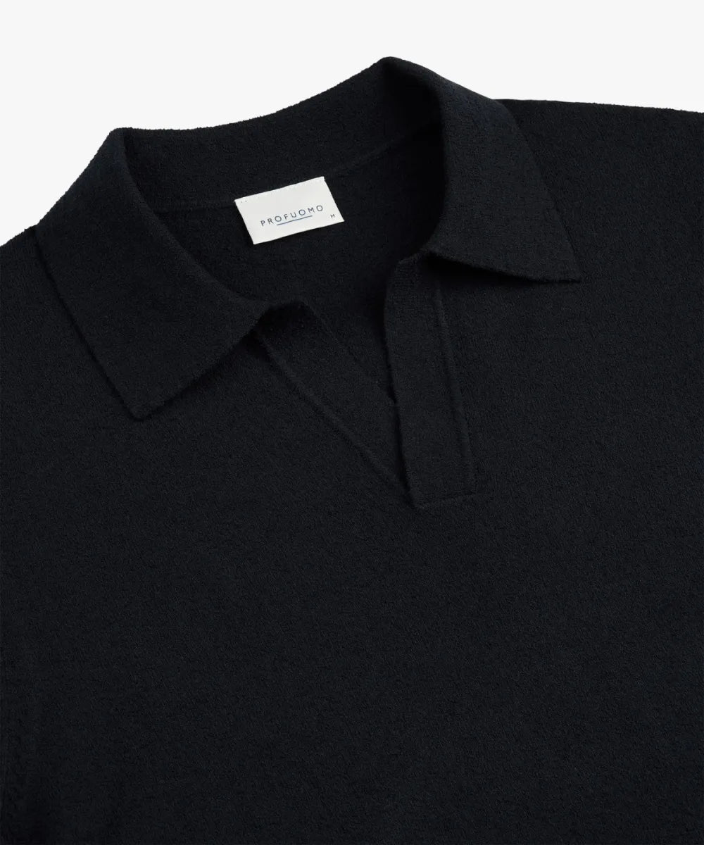 PROFUOMO Open Collar Polo - Navy