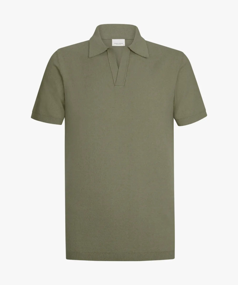 PROFUOMO Open Collar Polo - Mid Green