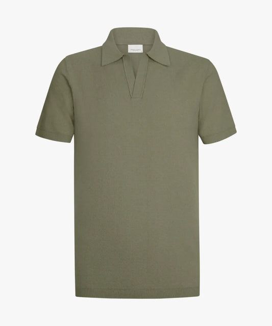 PROFUOMO Open Collar Polo - Mid Green