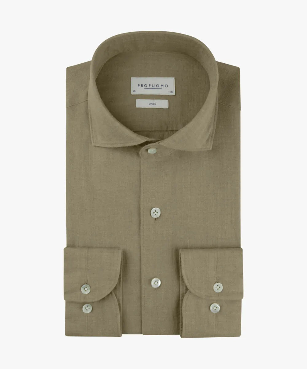 PROFUOMO Linen Shirt - Mid Green
