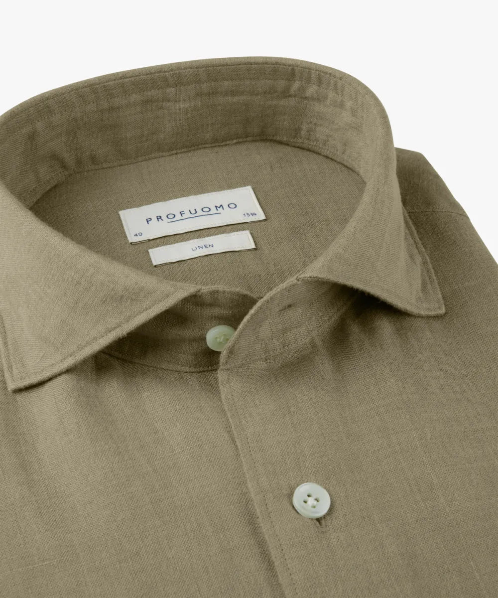 PROFUOMO Linen Shirt - Mid Green