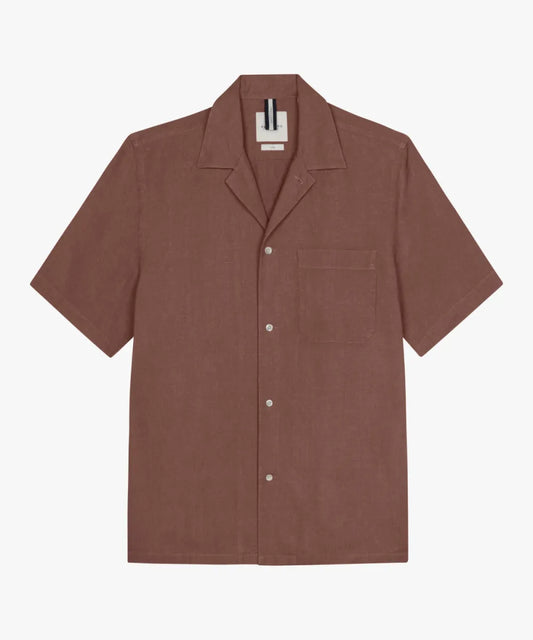 PROFUOMO Linen Camp Shirt - Red Clay