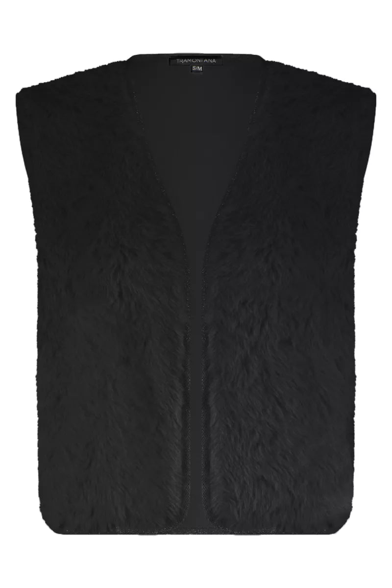 TRAMONTANA Faux Fur Vest - Black