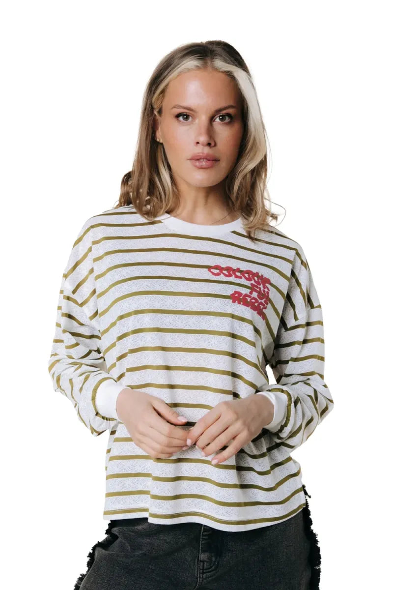 COLORFUL REBEL Striped Lace Longsleeve
