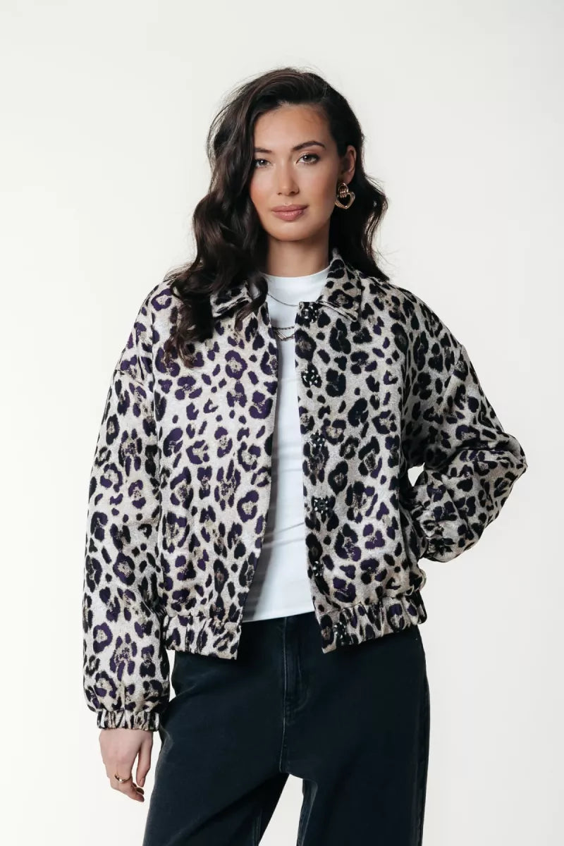 COLORFUL REBEL Bente Leopard Jacquard Jacket - Beige